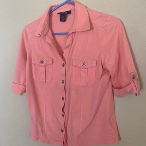 Peachy Button Down with Rolled Sleeves